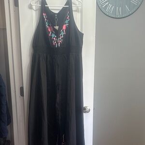 Black Floral Embroidered Maxi Dress
